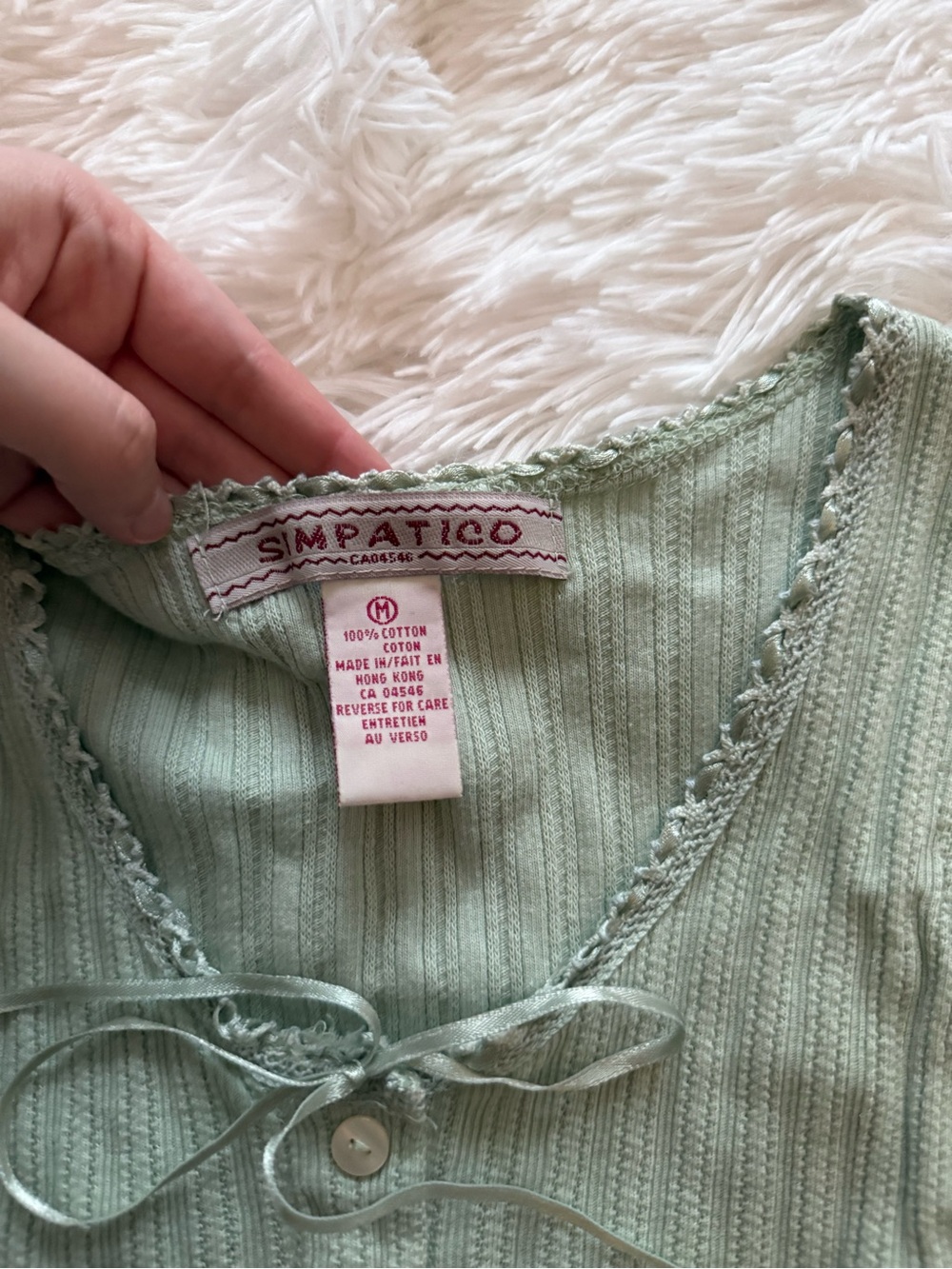 Light Sage Ribbed Button-Front Crop Tank Top - Picture 5 of 5